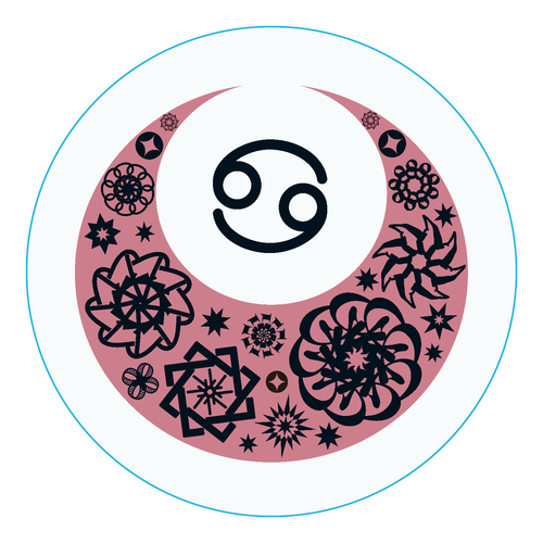 ことばもん／さいわいMoonと星座マーク・蟹座／アクリルコースター アクリルコースター（丸）