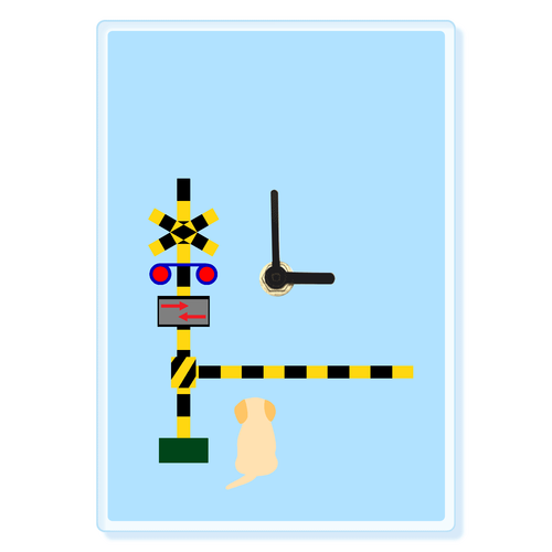 踏切のわんこ（あお） アクリル掛け時計