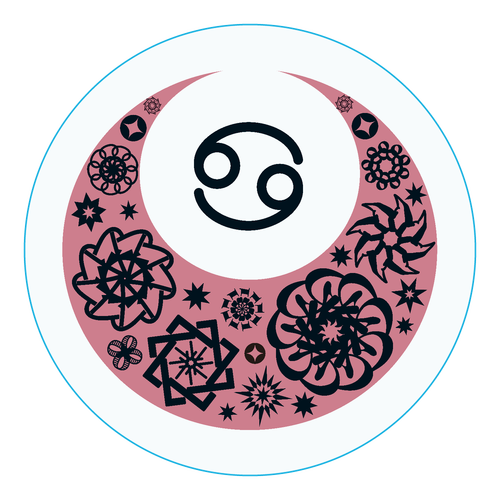 ことばもん／さいわいMoonと星座マーク・蟹座／アクリルコースター アクリルコースター（丸）