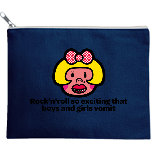 ガンボリブボ キャンバスフラットポーチ（M）【白プリント有】