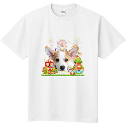 コーギーと遊ぶ遊園地｜Amusement park where you can play with corgis 定番Ｔシャツ