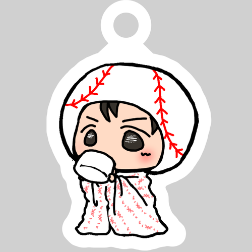 硬式球ちゃんと軟式球ちゃん アクリルキーホルダー 硬式球ちゃん 鼓こはな ダイカットアクリルキーホルダー(4×4cm)