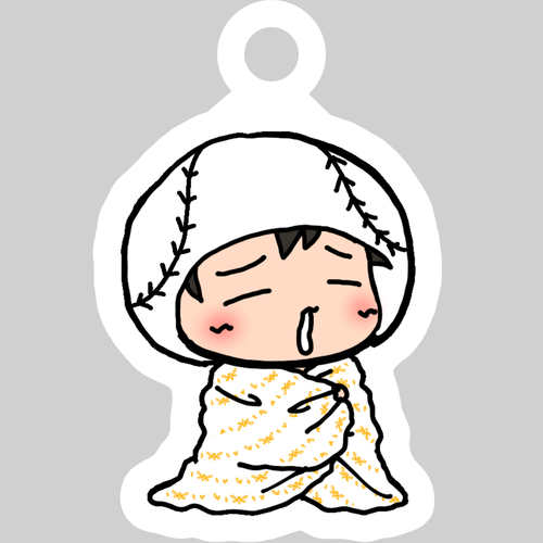 硬式球ちゃんと軟式球ちゃん アクリルキーホルダー 軟式球ちゃん 鼓こはな ダイカットアクリルキーホルダー(4×4cm)