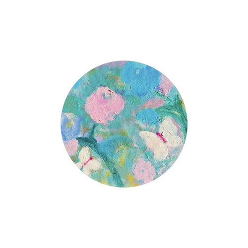 花と蝶 ホワイトフレークシール（円型16枚）160×160mm
