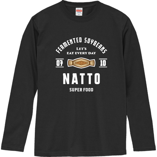納豆 -Vintage- (文字ホワイト) ロングスリーブTシャツ