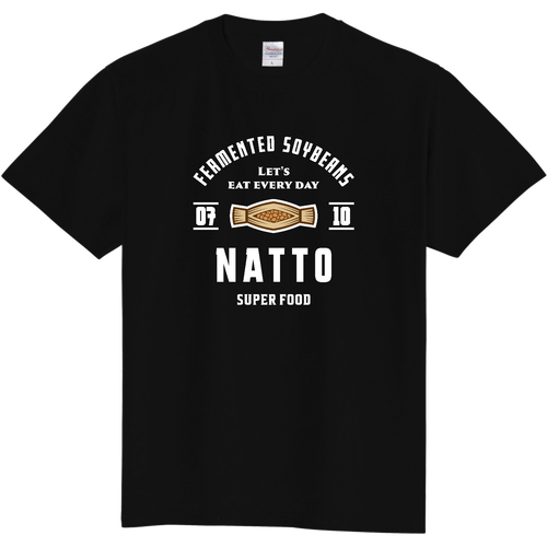 納豆 -Vintage- (文字ホワイト) 定番Ｔシャツ