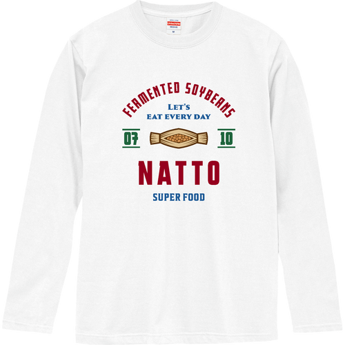 納豆 -Vintage- (レトロカラー) ロングスリーブTシャツ