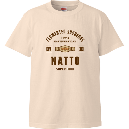 納豆 -Vintage- (文字ブラウン) ハイクオリティーTシャツ