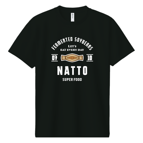 納豆 -Vintage- (文字ホワイト) ドライＴシャツ