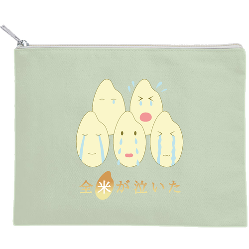 【全米が泣いた】ポーチ キャンバスフラットポーチ（M）【白プリント有】