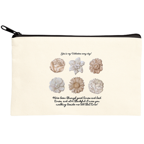 チョコレート お花 キャンバスポーチ(S)【白プリント有】
