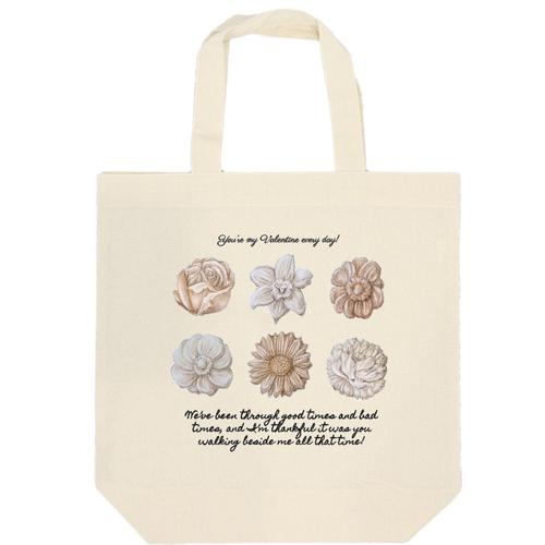 チョコレート お花 厚手コットンマチ付トート(M)