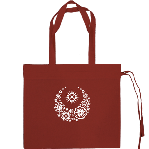 ことばもん／さいわいMoon 煌めき・１トーン白文字／ギャザーバッグ 厚手コットンギャザーバッグ