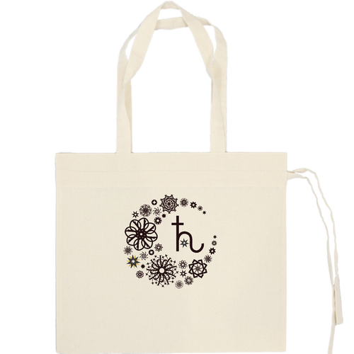 ことばもん／だいすきMoonと惑星マーク・土星編／ギャザーバッグ 厚手コットンギャザーバッグ