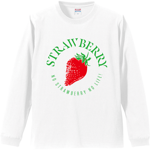 イチゴ大好き Strawberry リブ付 ロングスリーブＴシャツ