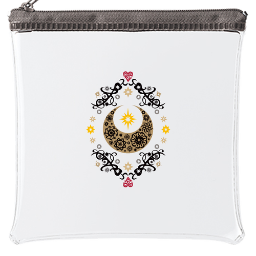 さいわいMoon　ハートな魔法風／ことばもんシリーズ／クリアスクエアポーチ カラーファスナークリアポーチ（S）