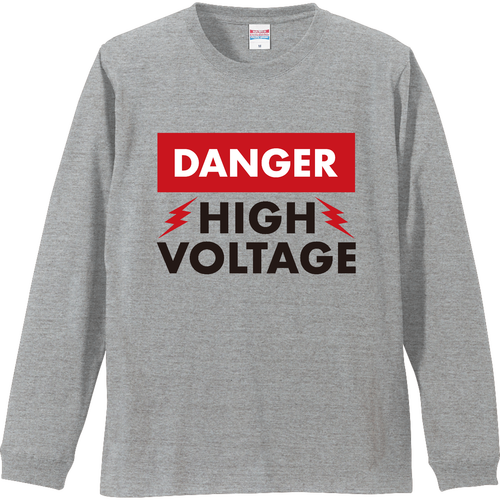 DANGER HIGH VOLTAGE リブ付 ロングスリーブＴシャツ