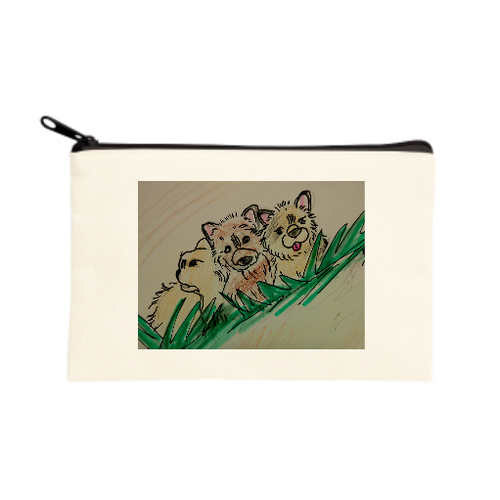 ワンコ3匹 キャンバスポーチ（S）
