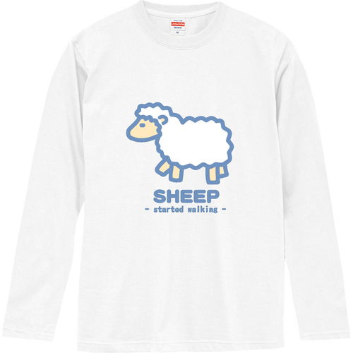 なんとなく歩き出すひつじⅡ（紺） ロングスリーブTシャツ