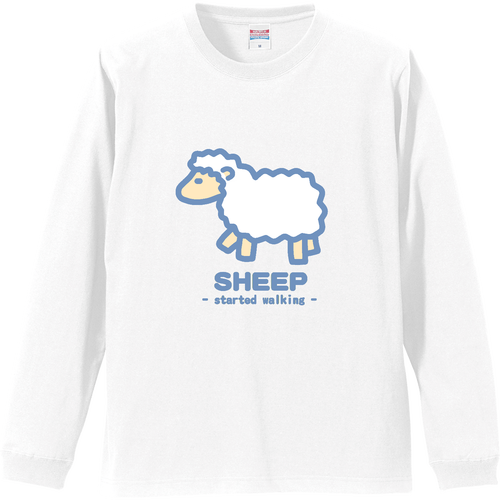 なんとなく歩き出すひつじⅡ（紺） リブ付 ロングスリーブＴシャツ