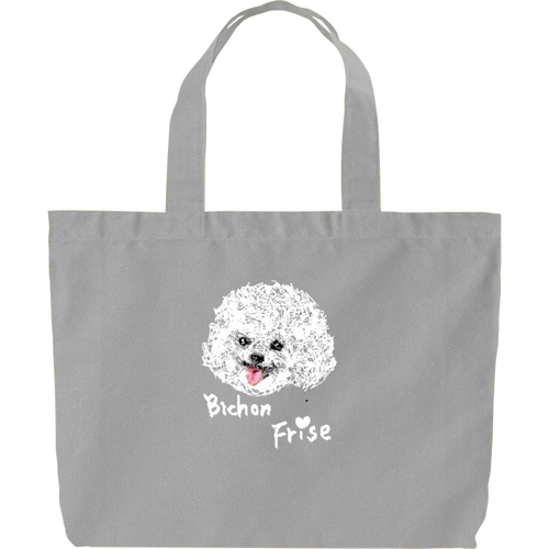 ビションフリーゼ柄バッグＡ ヘヴィーキャンバス トートバッグ（大）