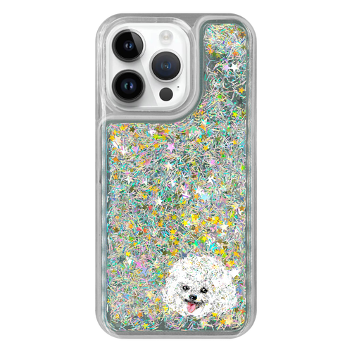 smileビションフリーゼ iPhone15 Pro グリッターケース