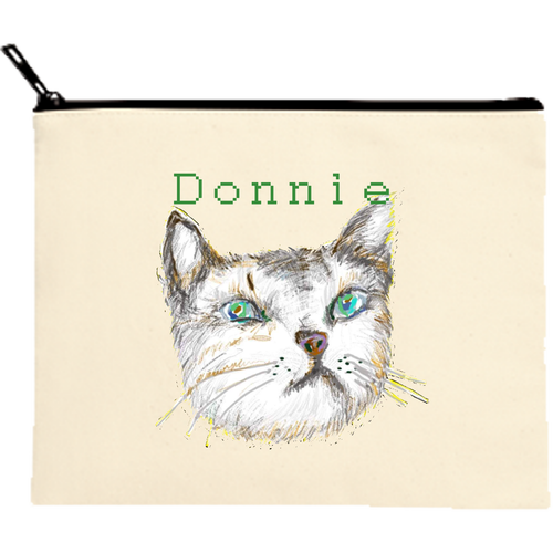 ねこのＤｏｎｎｉｅポーチ キャンバスポーチ（M）【白プリント有】