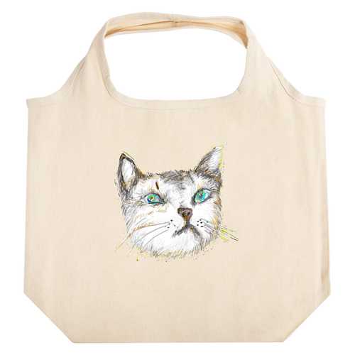 ねこのＤｏｎｎｉｅのたためるマルシェバッグ たためるマルシェ【白プリントあり】