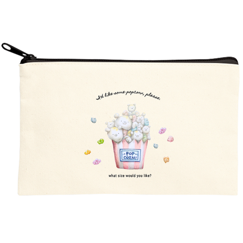 くま ポップコーン キャンバスポーチ(S)【白プリント有】
