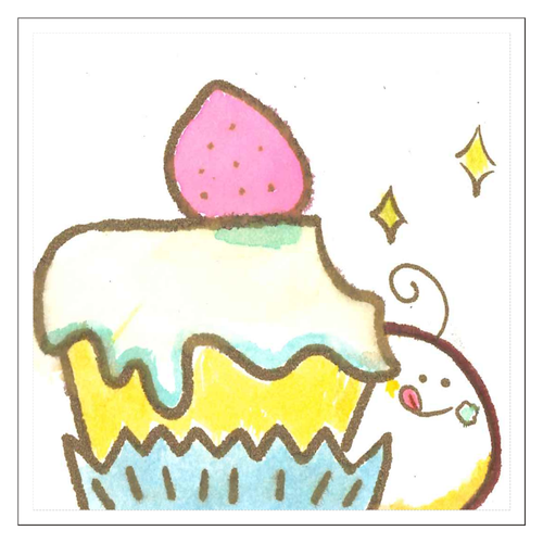 ケーキパクっ 100mmクリアステッカー・シール