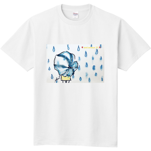雨傘と黄色いワンピース　定番半袖Tシャツ 定番Ｔシャツ