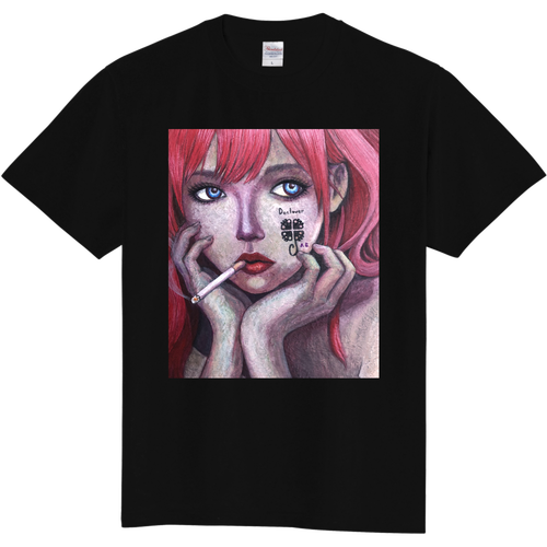 Doclover タバコを吸う女　ピンク 定番Ｔシャツ