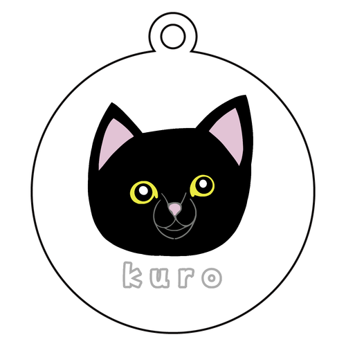 くろねこちゃん アクリルキーホルダー(両面印刷)　丸型 (6cm)
