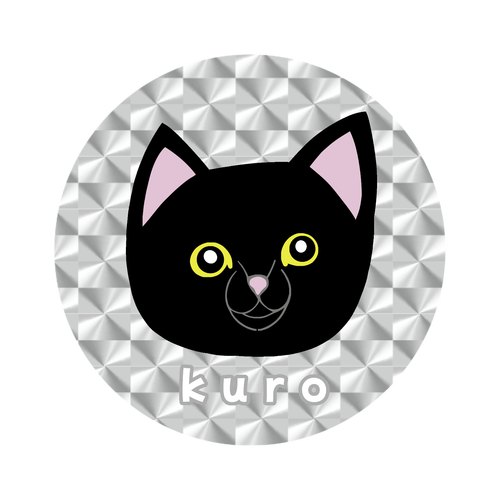 くろねこちゃん ホログラムオリジナル缶バッジ(白地無し）（44mm）