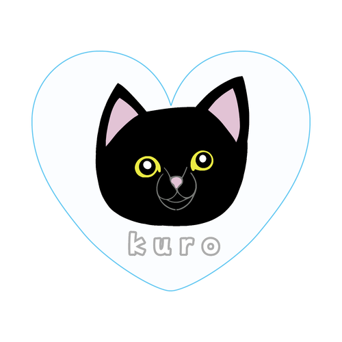 くろねこちゃん アクリルバッジハート(58x50mm)