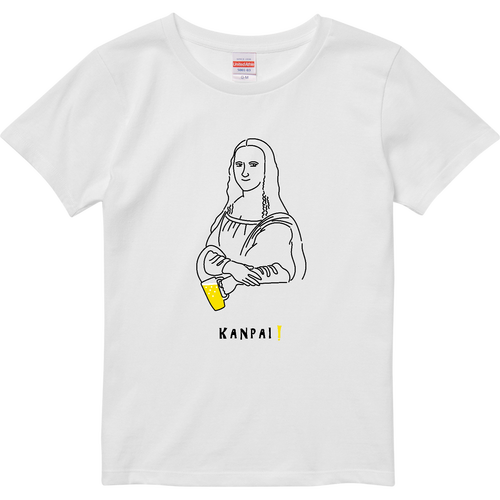 モナリザ×BEER 白線画 | ハイクオリティーTシャツ（ガールズ） ハイクオリティーTシャツ（ガールズ）
