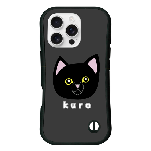 くろねこちゃん iPhone16 Pro 耐衝撃吸収グリップケース