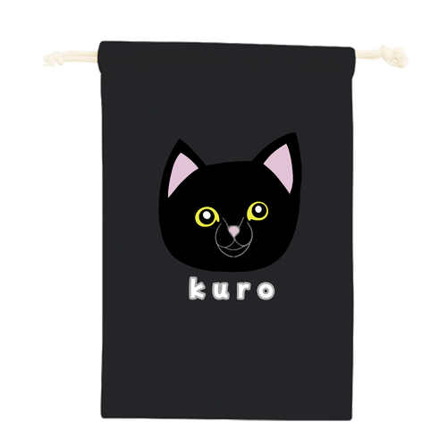 くろねこちゃん コットン巾着（Ｍ）