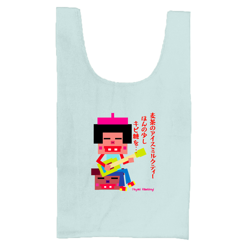 麦茶のアイスミルクティー 厚手コットンマルシェバッグ（Ｍ）