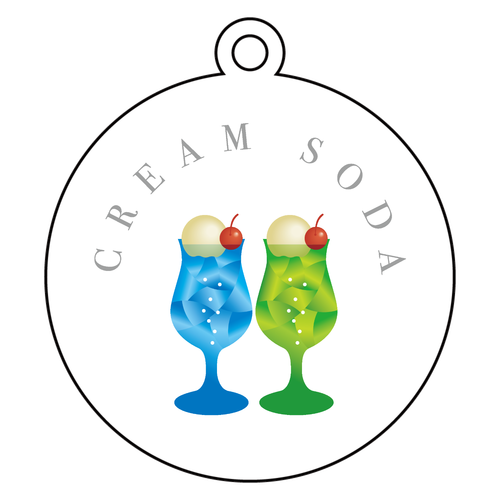 おいしいクリームソーダ・Cream Soda 3 アクリルキーホルダー　丸型 (6cm)