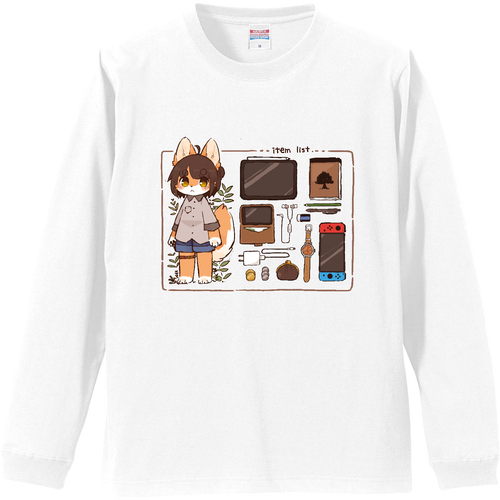 持ち物チェック長袖T リブ付 ロングスリーブＴシャツ