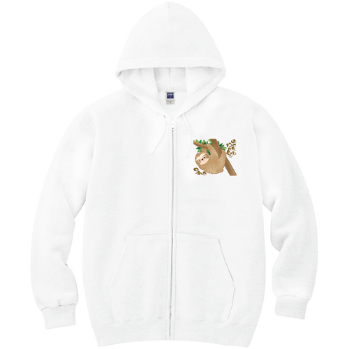 のんびりナマケモノ 軽量ジップアップパーカー