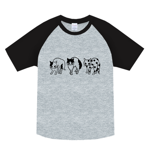 やんのかポーズの３にゃん ヘビーウェイトラグランＴシャツ