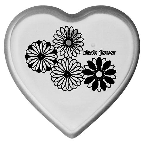 ブラックフラワー ライティングバッジ ハート形
