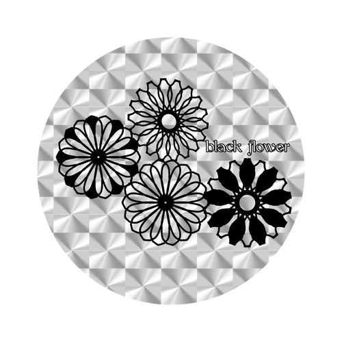 ブラックフラワー ホログラムオリジナル缶バッジ(白地無し）（44mm）