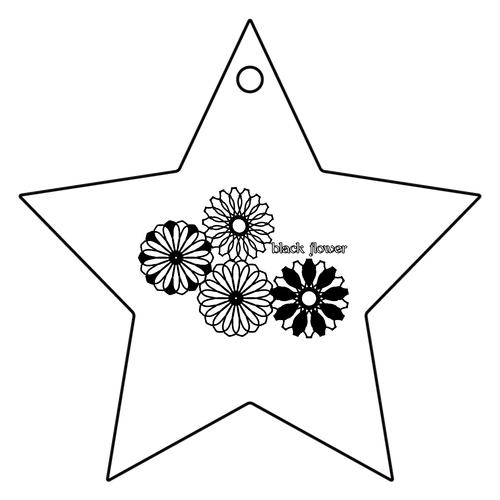 ブラックフラワー アクリルキーホルダー　星形 (6cm)
