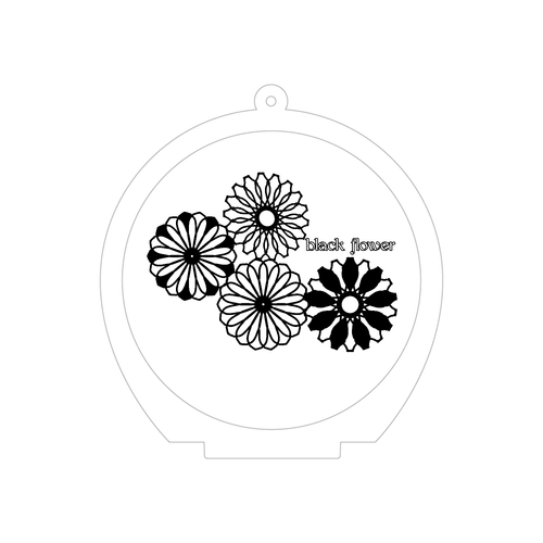 ブラックフラワー 70×70mm アクリルキースタンド（円形）