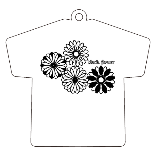 ブラックフラワー アクリルキーホルダー Ｔシャツ型 (6cm)