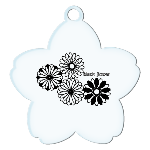 ブラックフラワー アクリルキーホルダー桜形 (6cm)