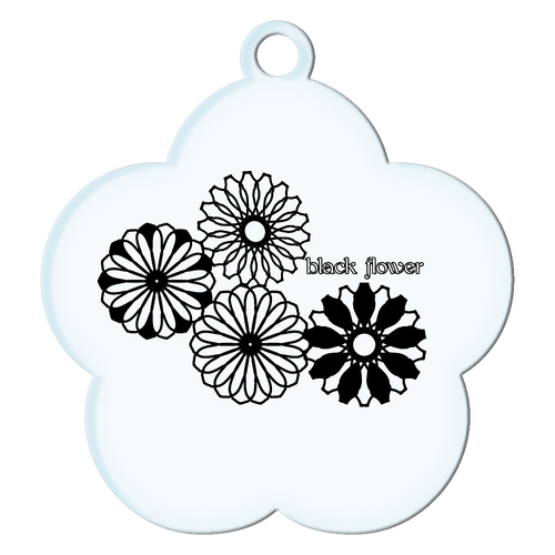 ブラックフラワー アクリルキーホルダー花形 (6cm)